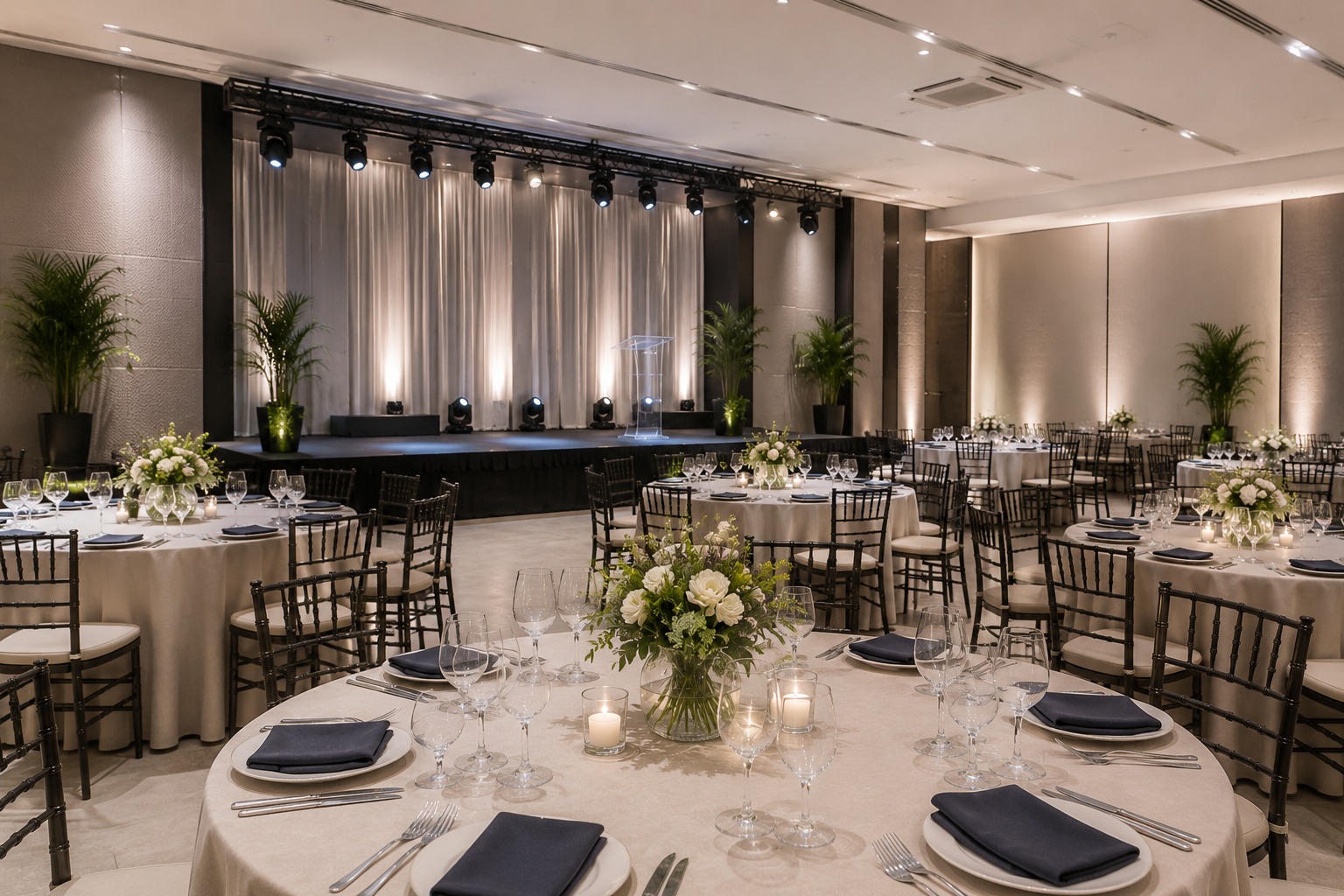 Decoração de evento de luxo — cerimônia com flores e velas